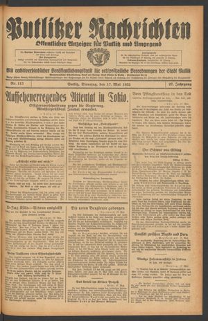 Putlitzer Nachrichten vom 17.05.1932