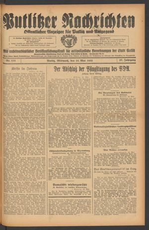 Putlitzer Nachrichten vom 18.05.1932