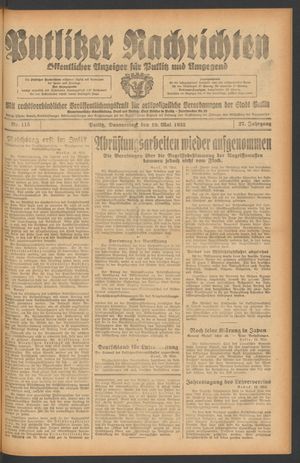 Putlitzer Nachrichten vom 19.05.1932