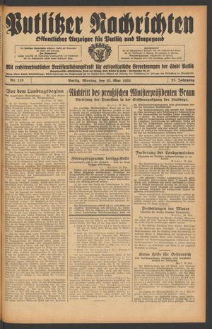 Putlitzer Nachrichten vom 23.05.1932