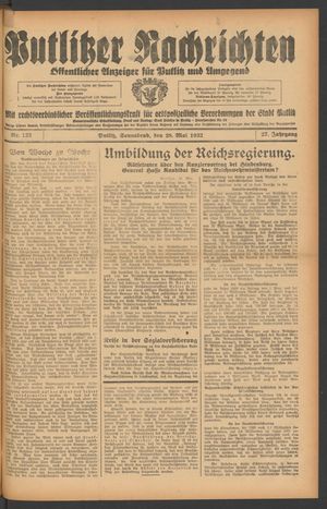 Putlitzer Nachrichten vom 28.05.1932
