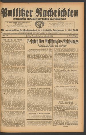 Putlitzer Nachrichten on Jun 4, 1932