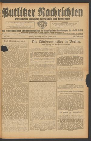 Putlitzer Nachrichten on Jun 13, 1932
