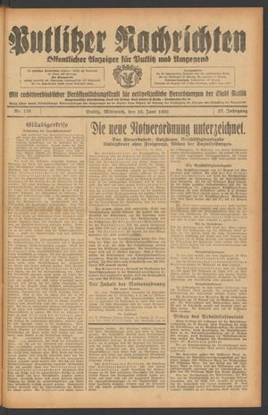 Putlitzer Nachrichten vom 15.06.1932