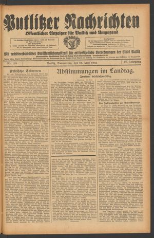 Putlitzer Nachrichten on Jun 16, 1932