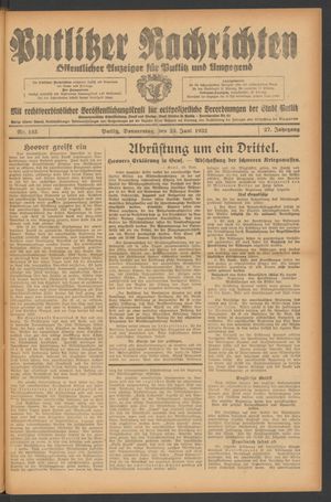 Putlitzer Nachrichten vom 23.06.1932