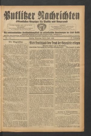 Putlitzer Nachrichten vom 05.07.1932
