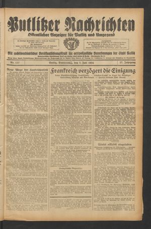 Putlitzer Nachrichten vom 07.07.1932