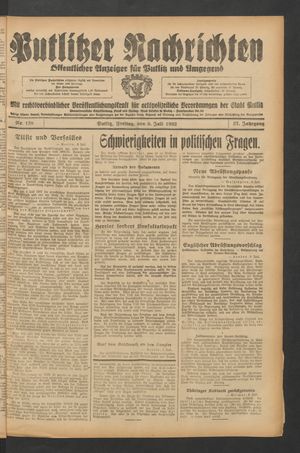 Putlitzer Nachrichten vom 08.07.1932