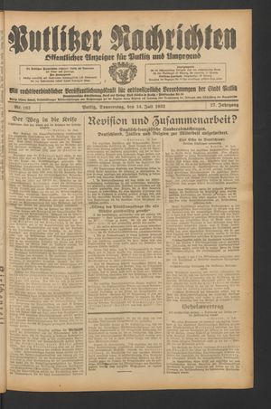Putlitzer Nachrichten vom 14.07.1932