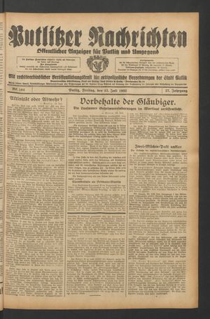 Putlitzer Nachrichten vom 15.07.1932