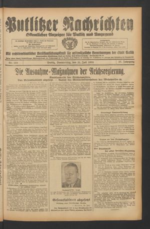 Putlitzer Nachrichten vom 21.07.1932