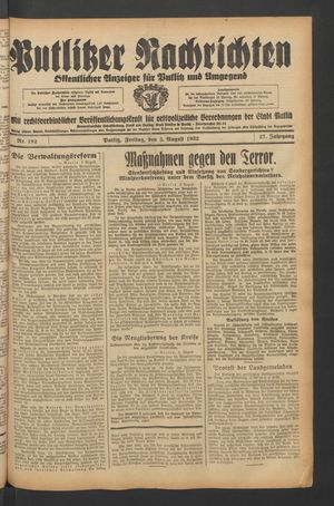 Putlitzer Nachrichten on Aug 5, 1932