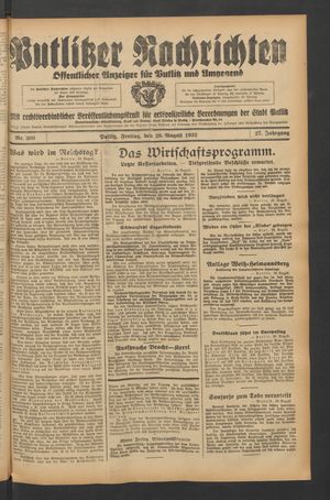 Putlitzer Nachrichten vom 26.08.1932
