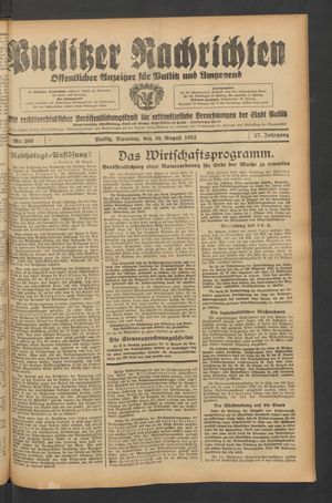 Putlitzer Nachrichten vom 30.08.1932
