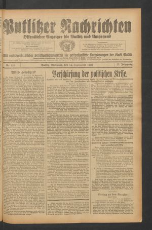 Putlitzer Nachrichten on Sep 14, 1932