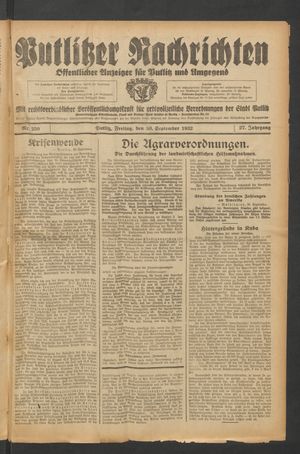 Putlitzer Nachrichten vom 30.09.1932