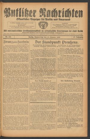 Putlitzer Nachrichten on Oct 27, 1932