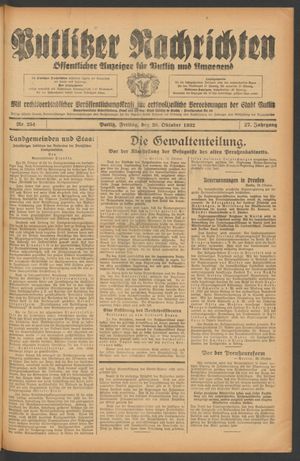 Putlitzer Nachrichten vom 28.10.1932
