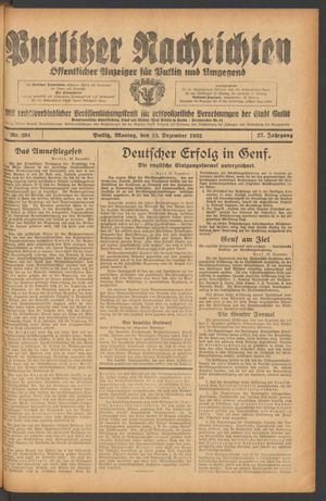 Putlitzer Nachrichten on Dec 12, 1932