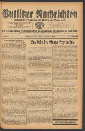 Putlitzer Nachrichten on Dec 13, 1932
