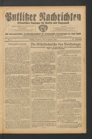 Putlitzer Nachrichten on Jan 3, 1933