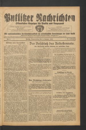 Putlitzer Nachrichten on Jan 5, 1933