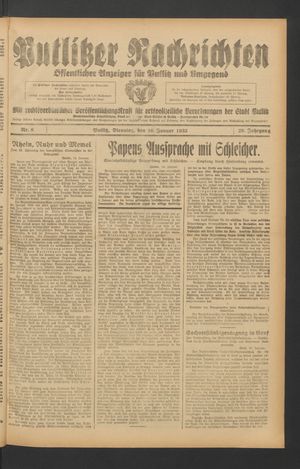 Putlitzer Nachrichten on Jan 10, 1933