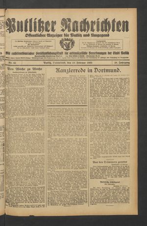 Putlitzer Nachrichten vom 18.02.1933