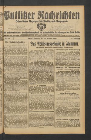 Putlitzer Nachrichten vom 28.02.1933