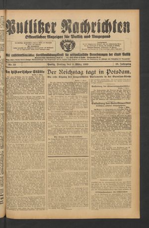 Putlitzer Nachrichten on Mar 3, 1933