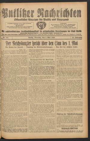 Putlitzer Nachrichten on May 2, 1933