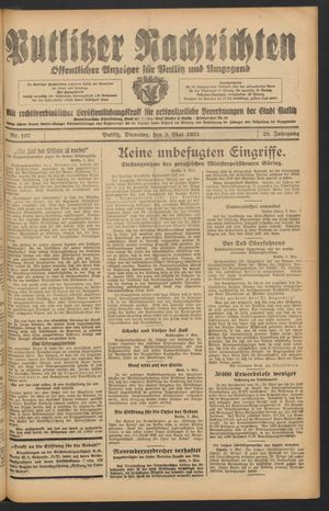 Putlitzer Nachrichten on May 9, 1933