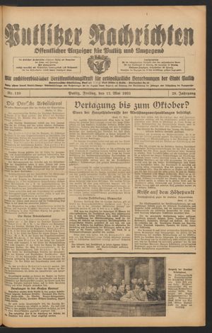 Putlitzer Nachrichten on May 12, 1933