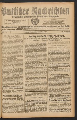 Putlitzer Nachrichten vom 26.05.1933