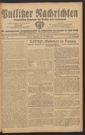 Putlitzer Nachrichten on May 30, 1933