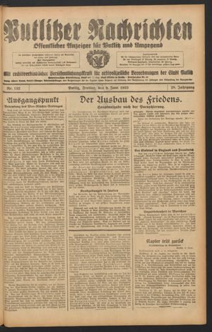 Putlitzer Nachrichten vom 09.06.1933