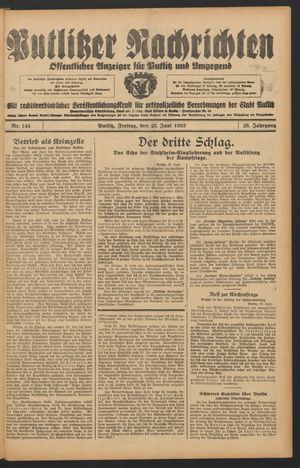 Putlitzer Nachrichten on Jun 23, 1933