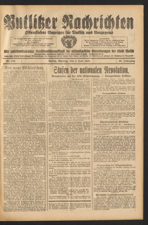 Putlitzer Nachrichten vom 03.07.1933