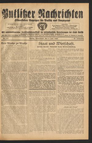 Putlitzer Nachrichten on Jul 8, 1933