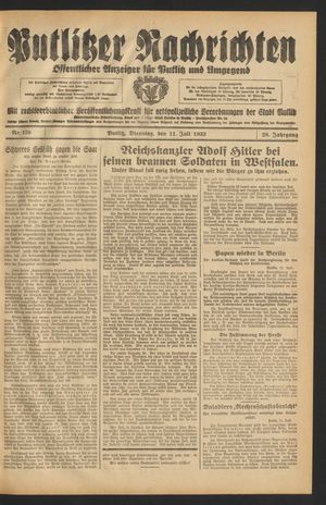 Putlitzer Nachrichten on Jul 11, 1933
