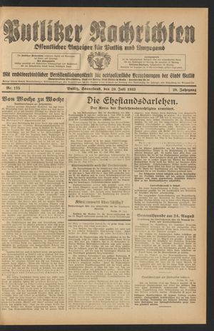 Putlitzer Nachrichten on Jul 29, 1933
