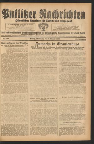 Putlitzer Nachrichten on Aug 9, 1933