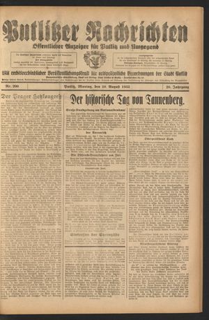 Putlitzer Nachrichten vom 28.08.1933