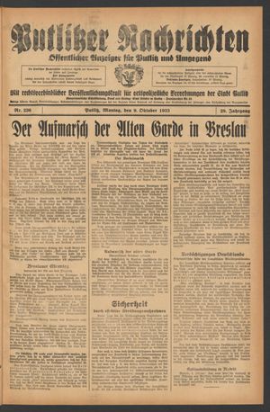 Putlitzer Nachrichten on Oct 9, 1933