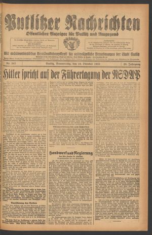 Putlitzer Nachrichten on Oct 19, 1933