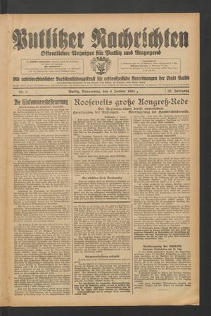 Putlitzer Nachrichten vom 04.01.1934