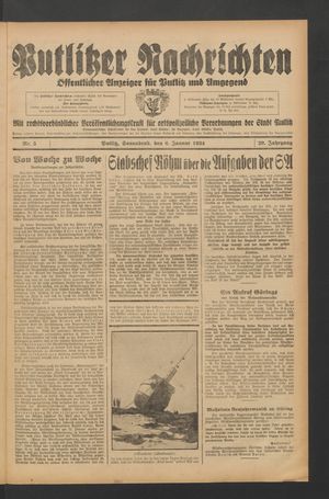 Putlitzer Nachrichten vom 06.01.1934
