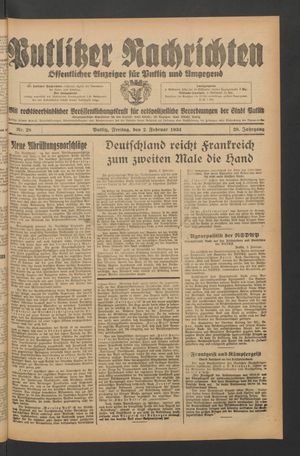 Putlitzer Nachrichten on Feb 2, 1934