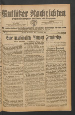 Putlitzer Nachrichten on Feb 3, 1934